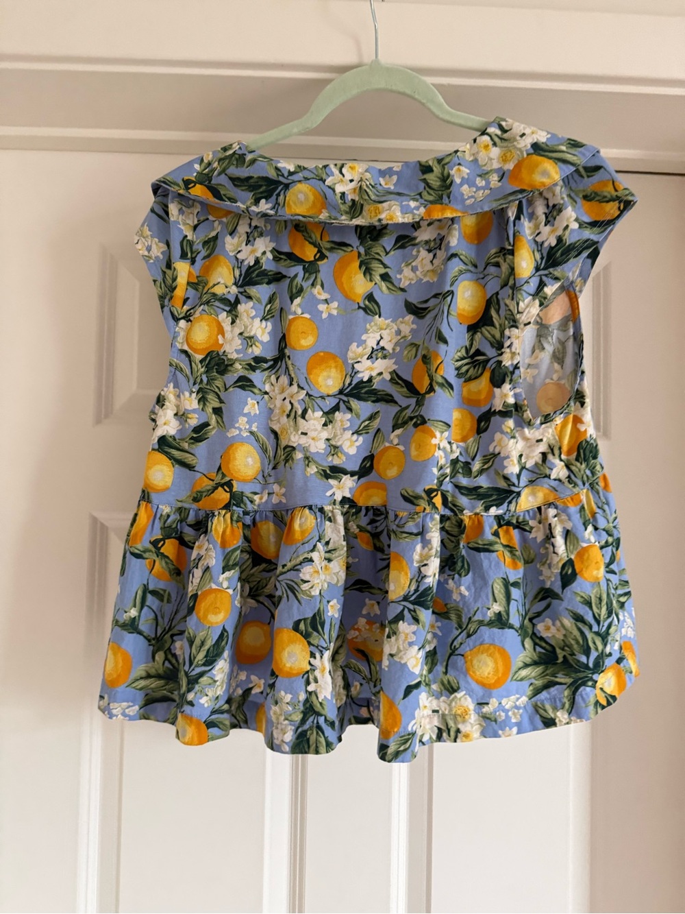 Maeve Blue Lemon Print Peplum Top - Picture 4 of 5
